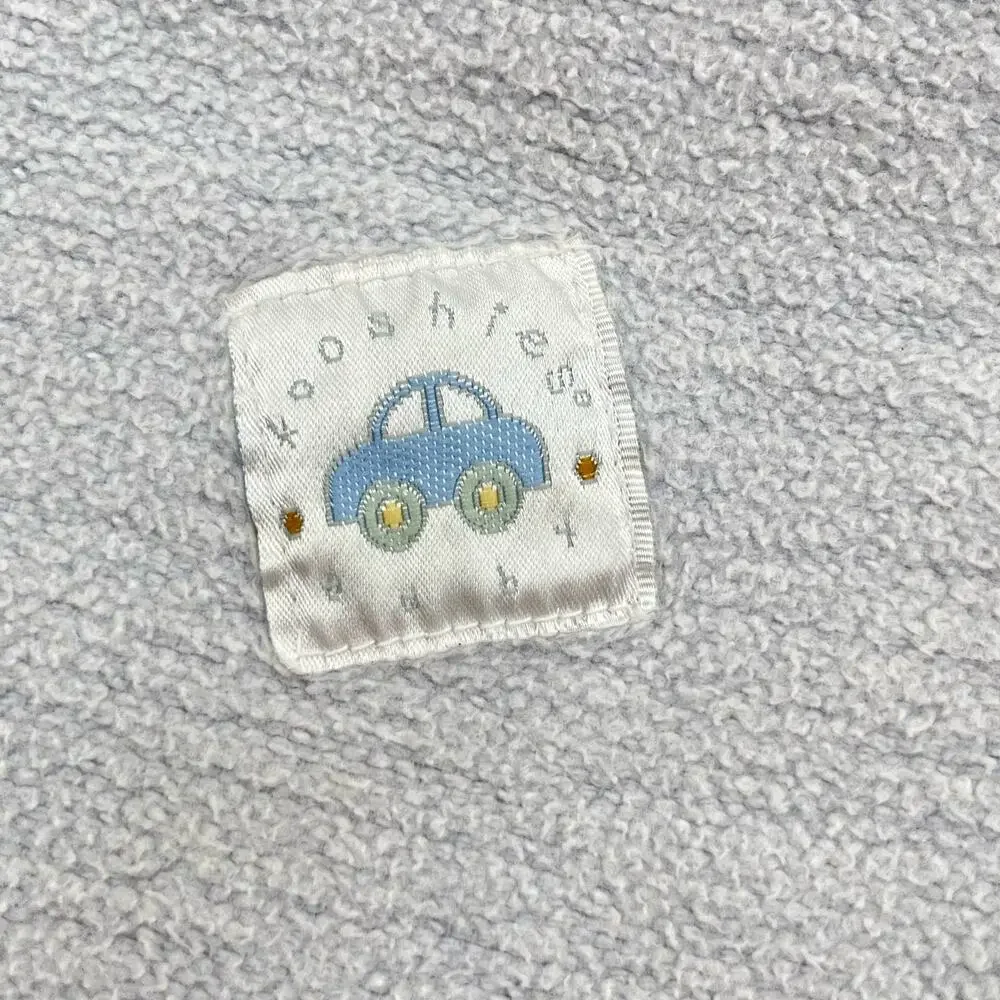 Large Kooshies Blue Car Baby Blanket Green Yellow 100% Cotton Dump Truck Vintge